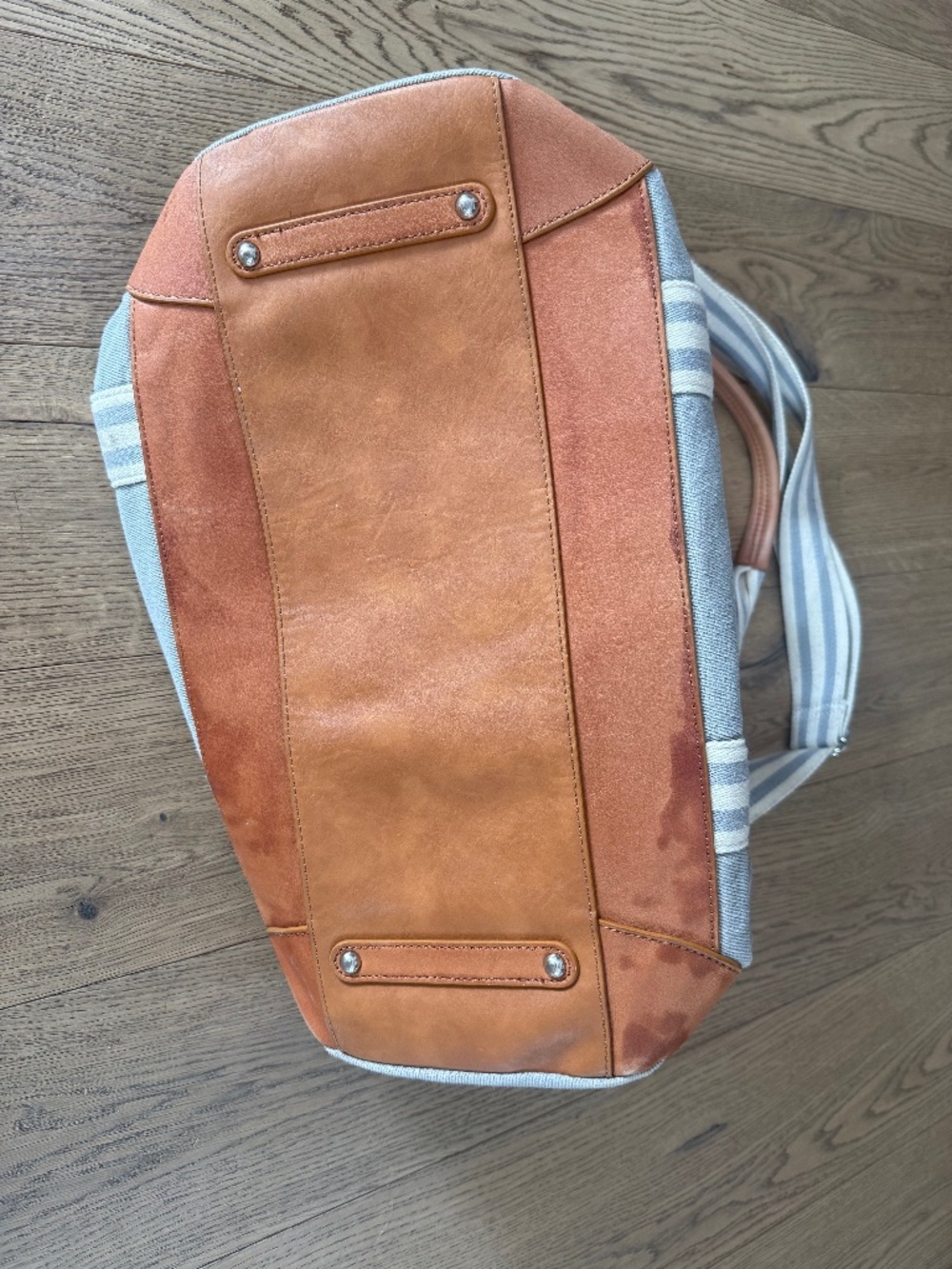 pottery barn diaper bag Gray And Brown Tote - Picture 2 of 7